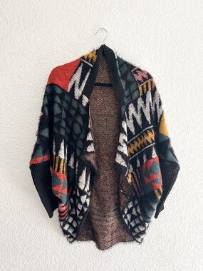 Open-Front Tribal Pattern Cozy Cardigan - Multicolor